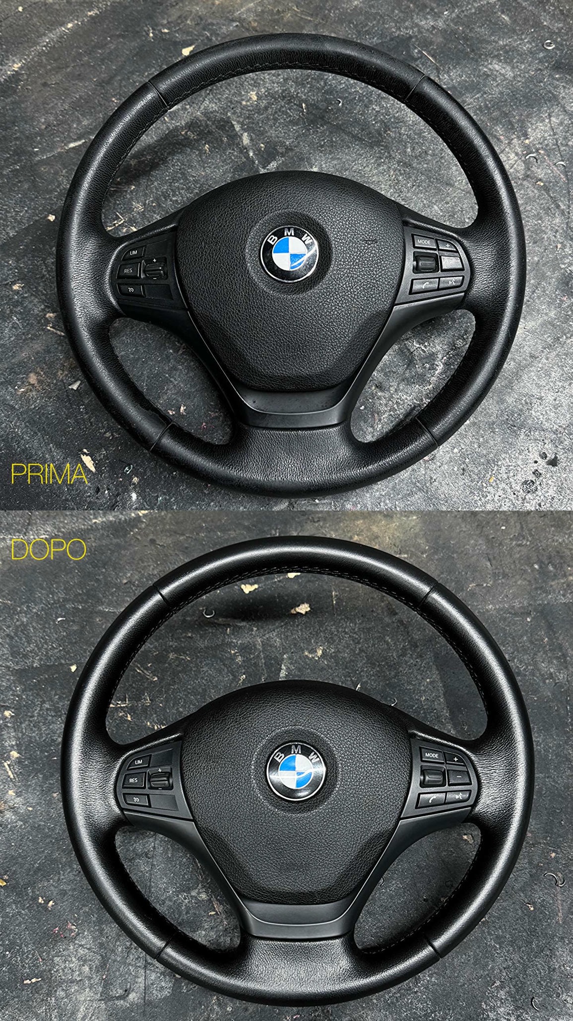 Tappezzeria - Volante BMW Prima e Dopo